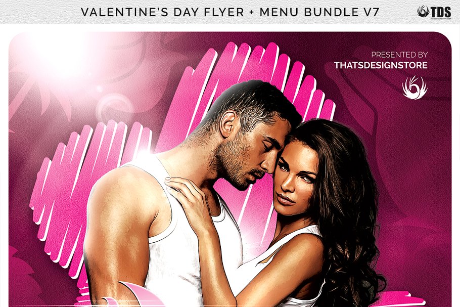 情人节主题传单PSD模板v7 Valentines Day Flyer+Menu PSD V7插图(7)