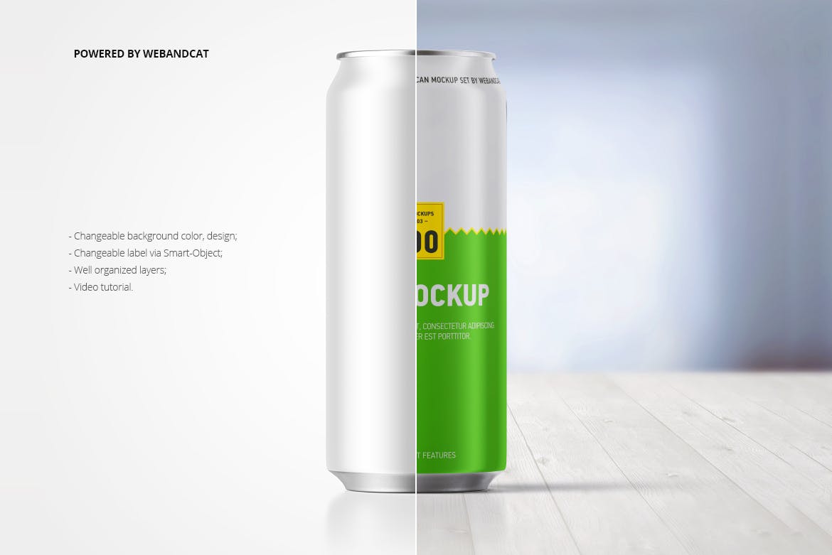 500ml容量饮料易拉罐外观设计效果图样机 500ml Can Mock-up插图(1)