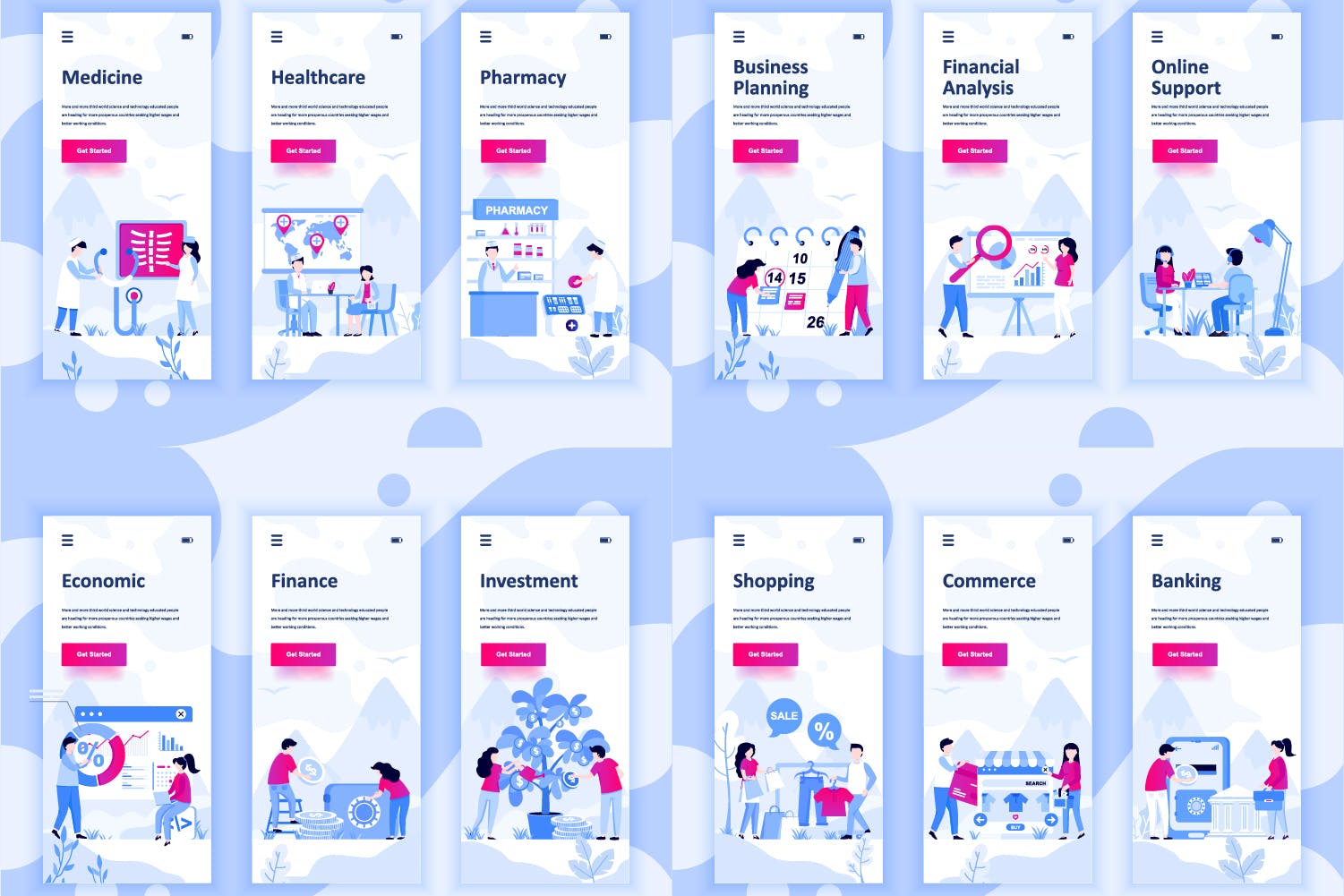 55+行业主题概念插画APP启动页引导页设计模板合集v1 BIG Collection Instagram Stories Onboarding Screen插图(3)