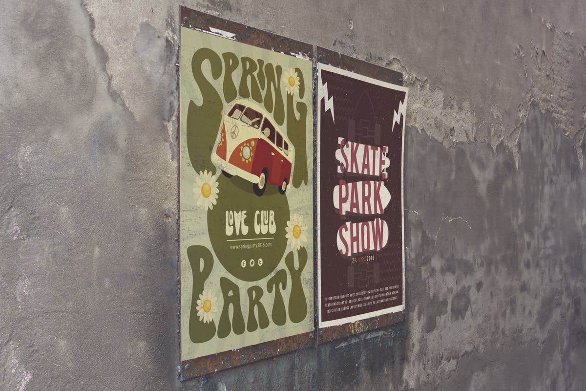 复古海报水泥墙张贴效果样机模板 Venetian Simply Wall插图