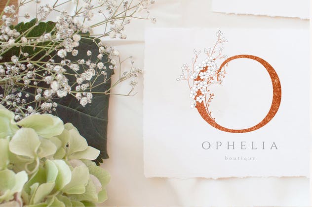 美丽盛开金色花卉字母数字图集 Blooming Gold Floral Letters Numbers插图(15)