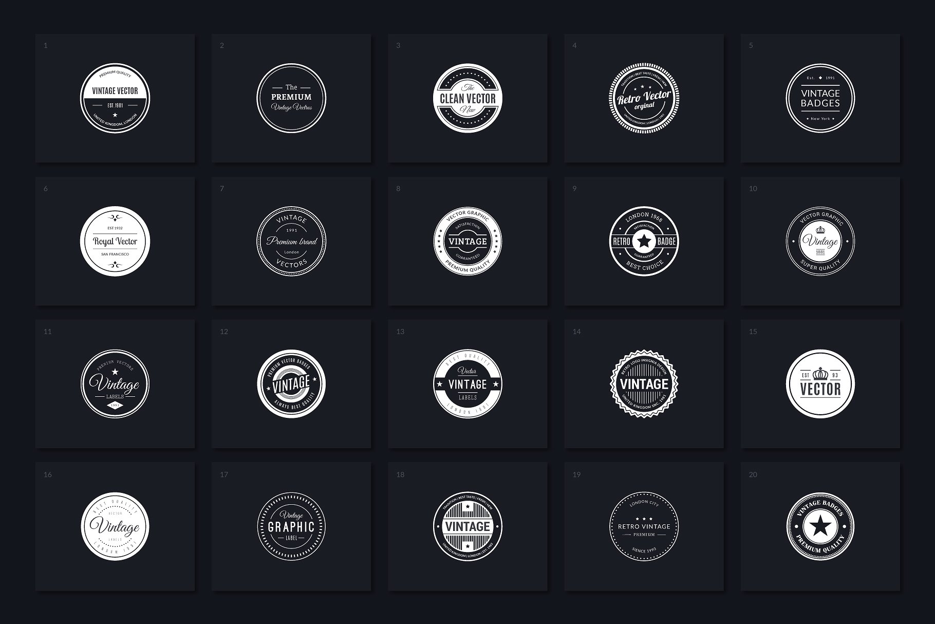 40枚复古徽章Logo模板 40 Retro Badges Vol. 1插图(1)