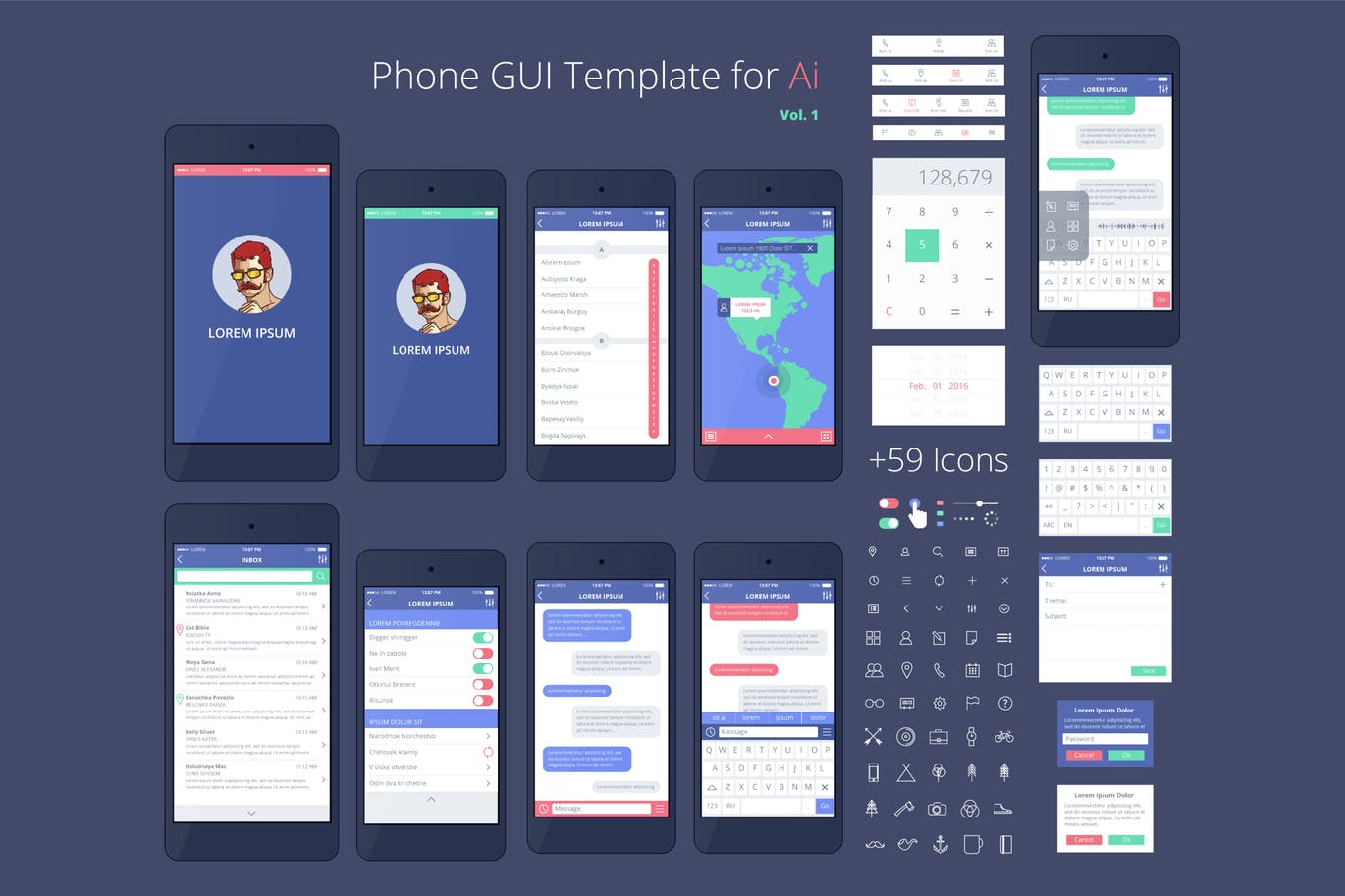 手机APP应用设计线框图套件v1 Phone GUI Template. Wireframe UI Kit.插图