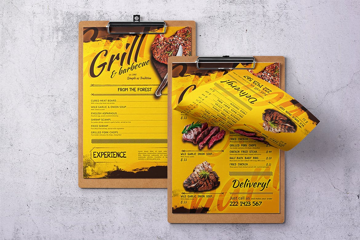 BBQ西式烧烤菜单设计模板 BBQ Vintage Food Menu Bundle插图(9)