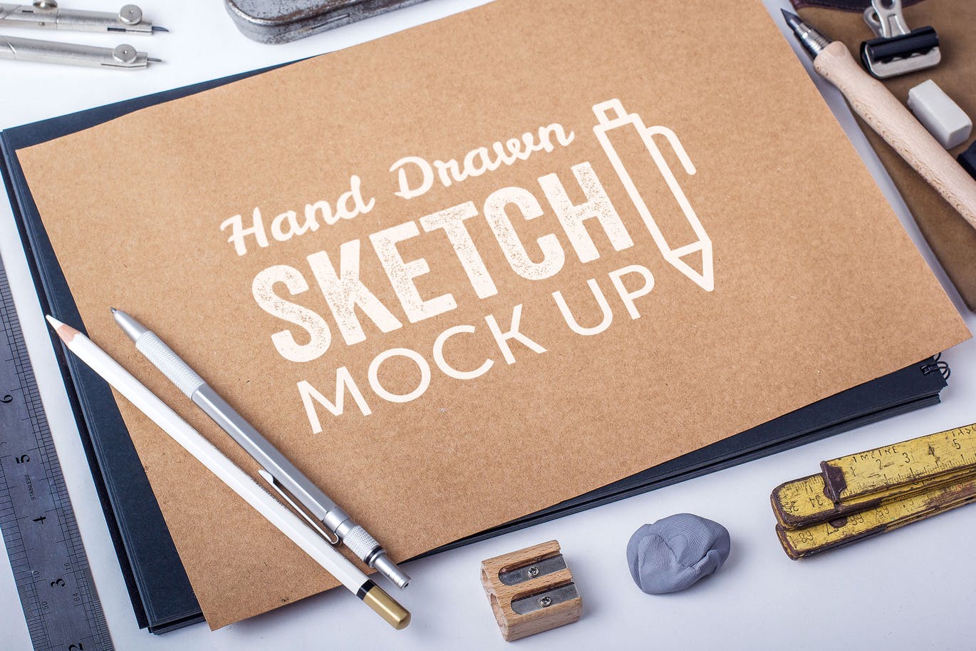 素描绘画作品预览样机模板#1 Sketch And Drawing Mockup Template #1插图