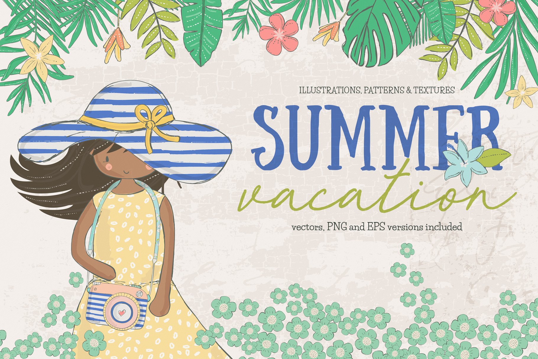 夏日少女心水彩手绘插画 Summer Vacation插图