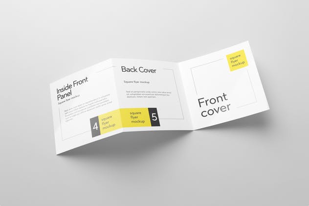 简约三折页方形传单样机 Tri-Fold Square Flyer Mockup插图(1)