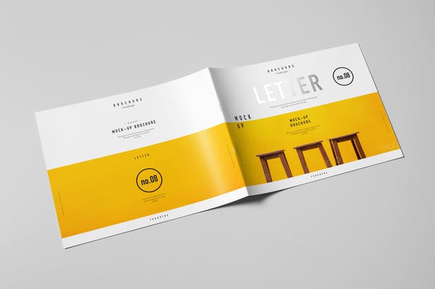 水平视觉画册样机模板 US Letter Horizontal Brochure Mock-up插图(2)