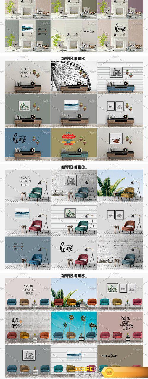 高品质的房间墙面和框架展示样机 Room Mockup Wall and Frame Bundle [psd] 1.16 GB插图(3)