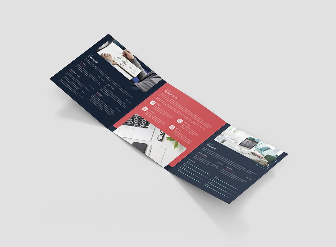 方形三折页个人彩色素材库精选简历模板 Brochure – Resume Tri-Fold Square插图(6)