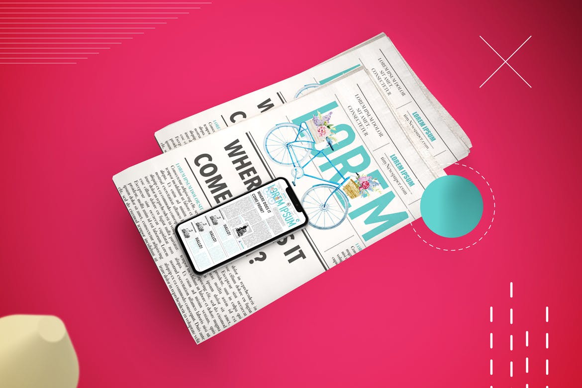 抽象设计风格报纸资讯类APP应用UI设计效果图素材库精选样机 Abstract Newspaper App MockUp插图(7)