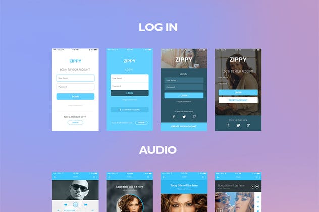 简约风社交媒体APP UI套件 Zippy UI Kit插图(2)