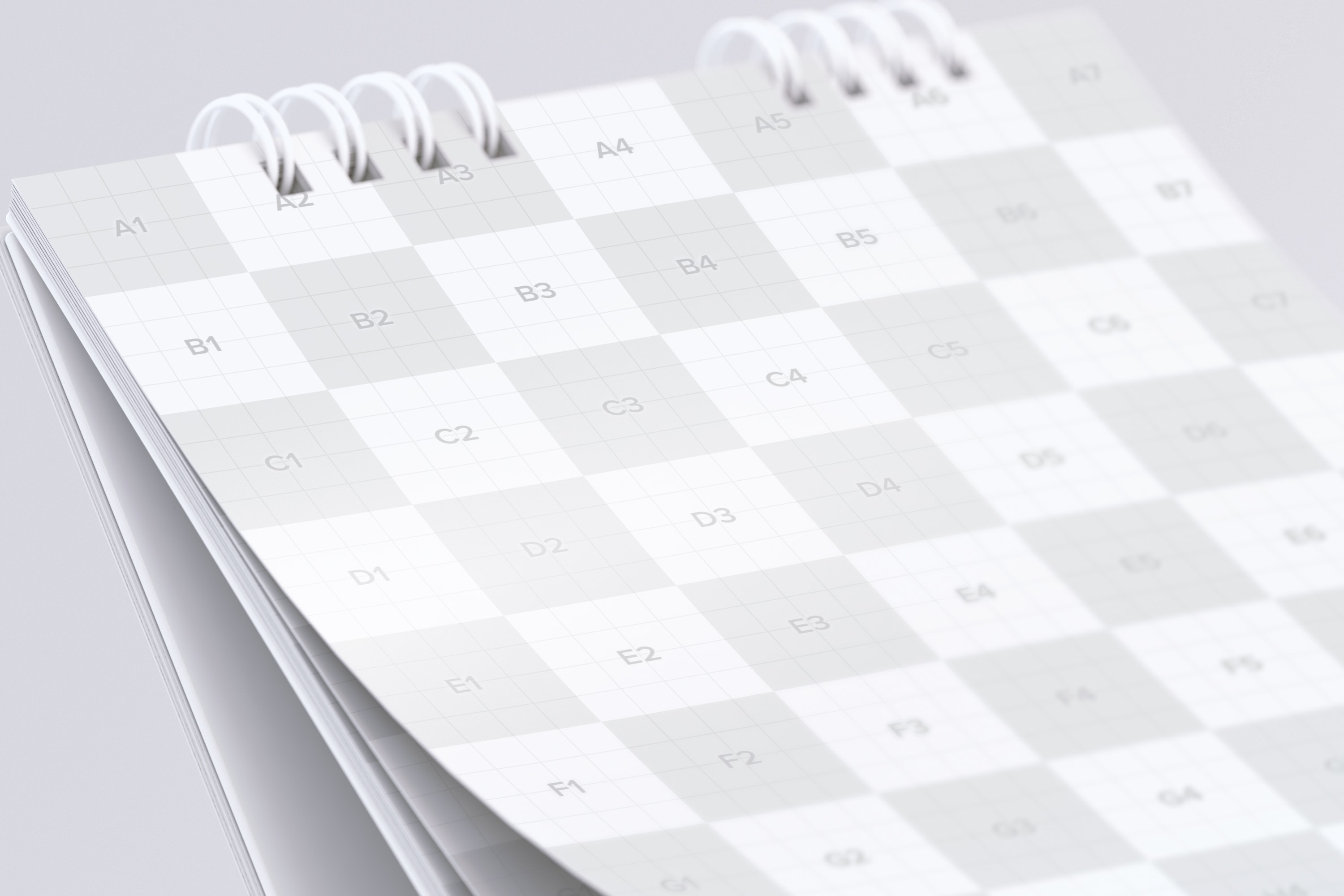 纵向桌面日历设计特写视图样机 Desktop Portrait Calendar Mockup Close Up View插图(1)