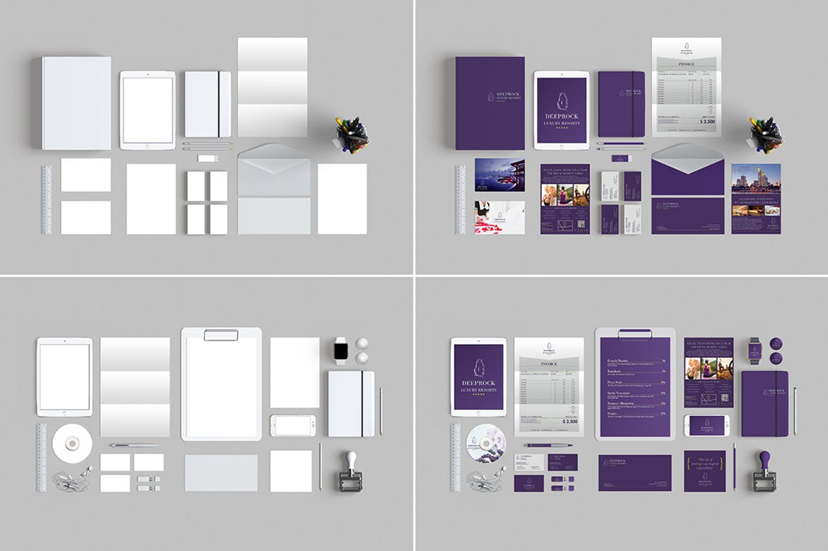 10个时尚高端办公品牌文具样机VI展示模型mockups插图