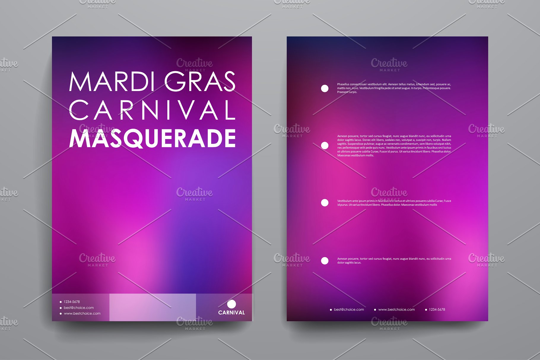 狂欢节主题画册模板 Mardi Gras Brochures插图