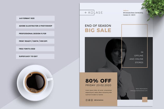 时尚服饰品牌促销广告海报设计模板 KOLASE Fashion Store Flyer插图(2)