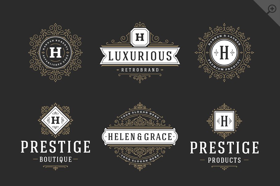 50个奢华装饰Logo及徽章  50 Ornament logos & badges插图(6)