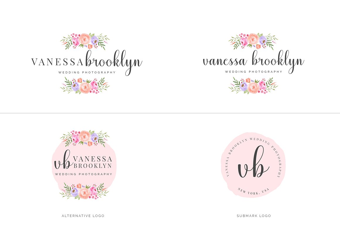 超级水彩风 Logo 设计素材包 Watercolor Premade Branding Logo Kit [模板、纹理&元素]插图(12)