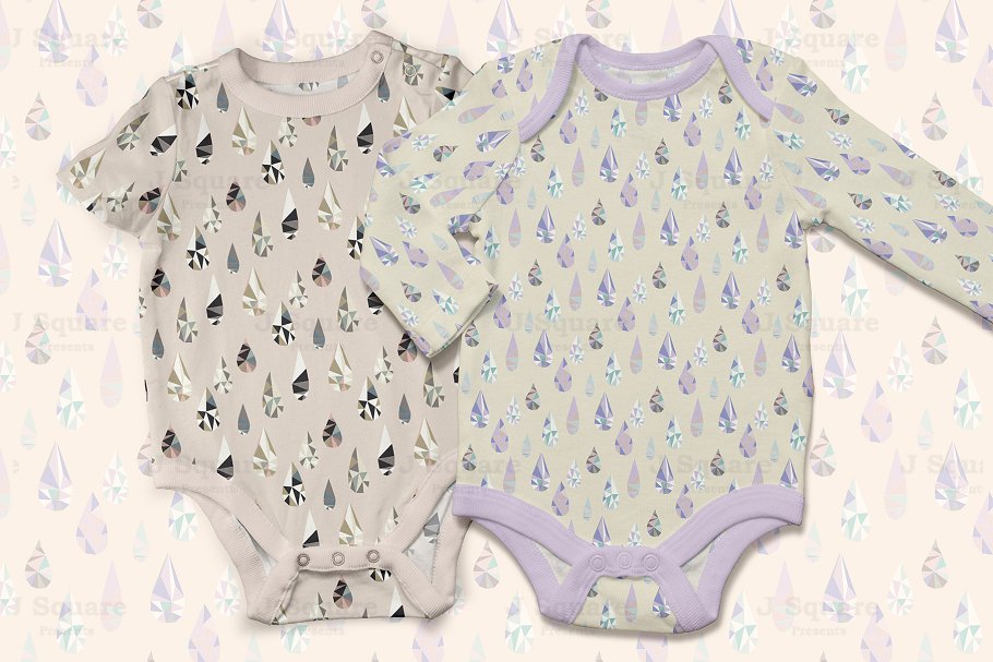 多边形雨滴矢量图形纹理 Vector Polygon Raindrop Patterns插图(3)