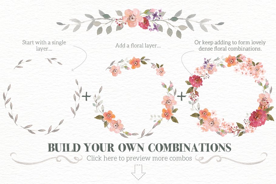 水彩花环设计工具包 Watercolour Wreath Creator插图(1)