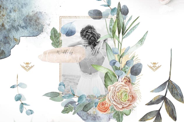 水彩花卉婚礼艺术家插画设计素材 Wedding frames “ARTARIAN” vol.2.1插图(5)