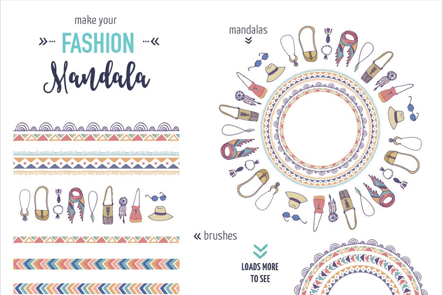 波希米亚夏天风格时尚服饰插画素材 Bohemian summer, huge bundle插图(3)