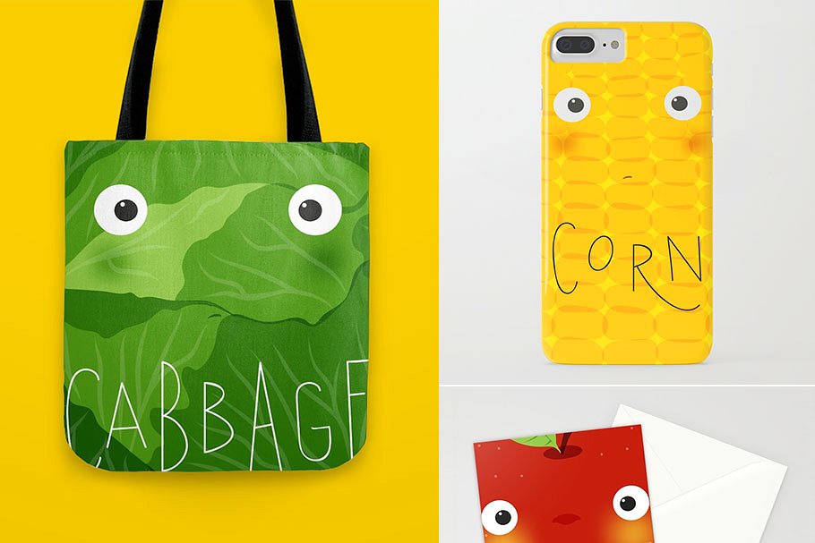 可爱卡通风水果蔬菜插画合集 Fruits & Vegetables Muzzles插图(4)