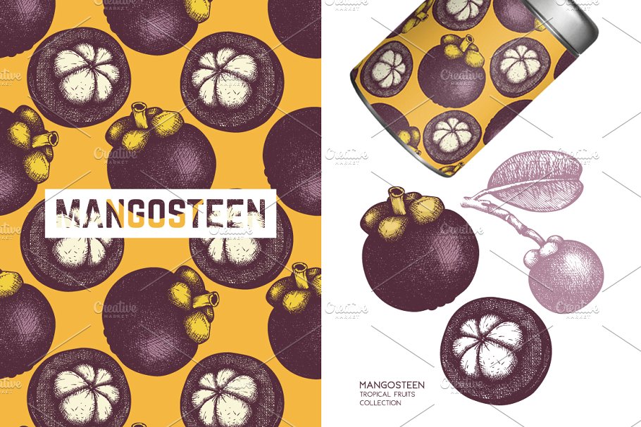 热带水果和植物图案纹理 Tropical Fruits & Plants Patterns插图(4)