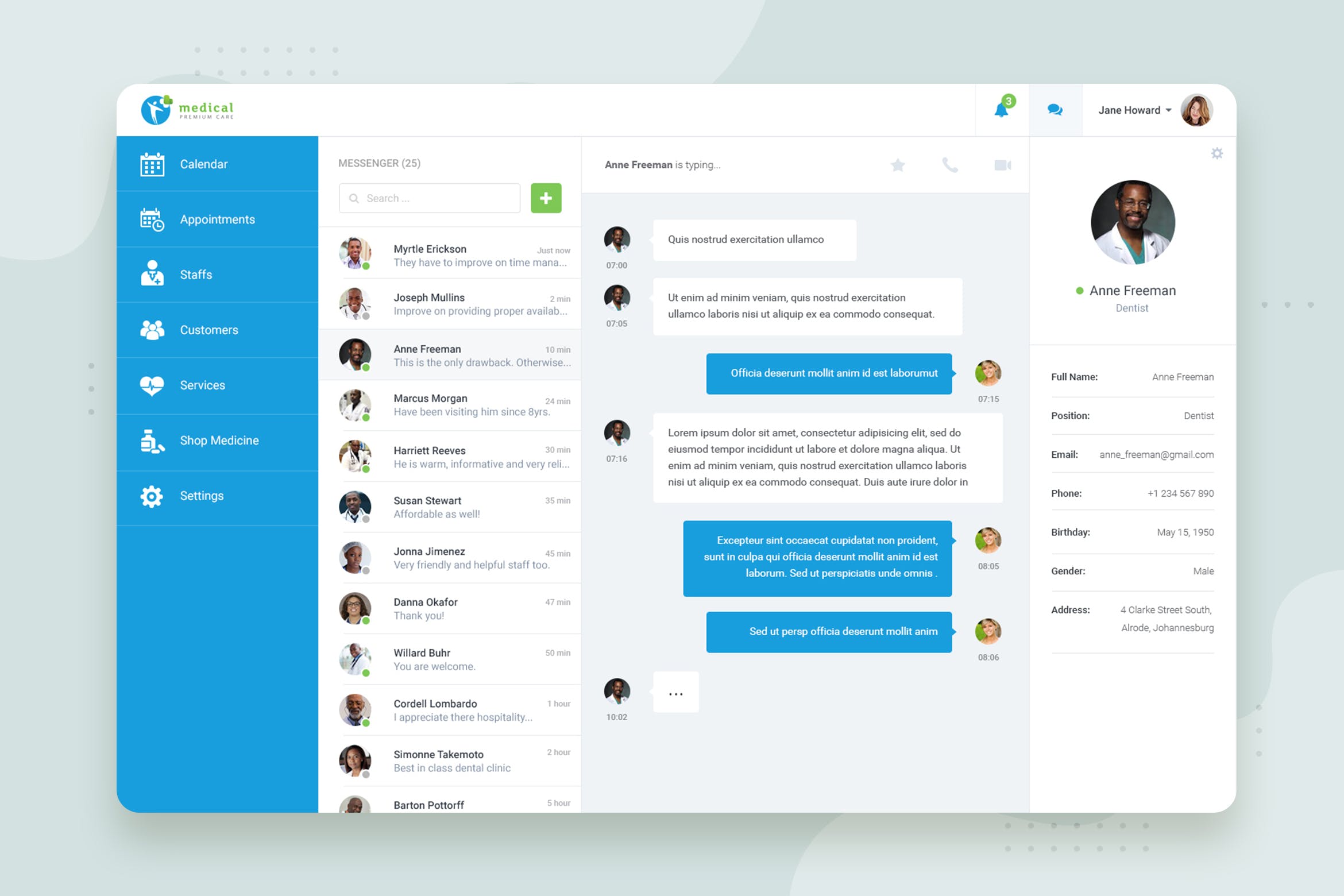 互联网+医院CRM系统后台信息管理界面UI设计PSD模板 Messages – CRM booking Web-based UI design插图