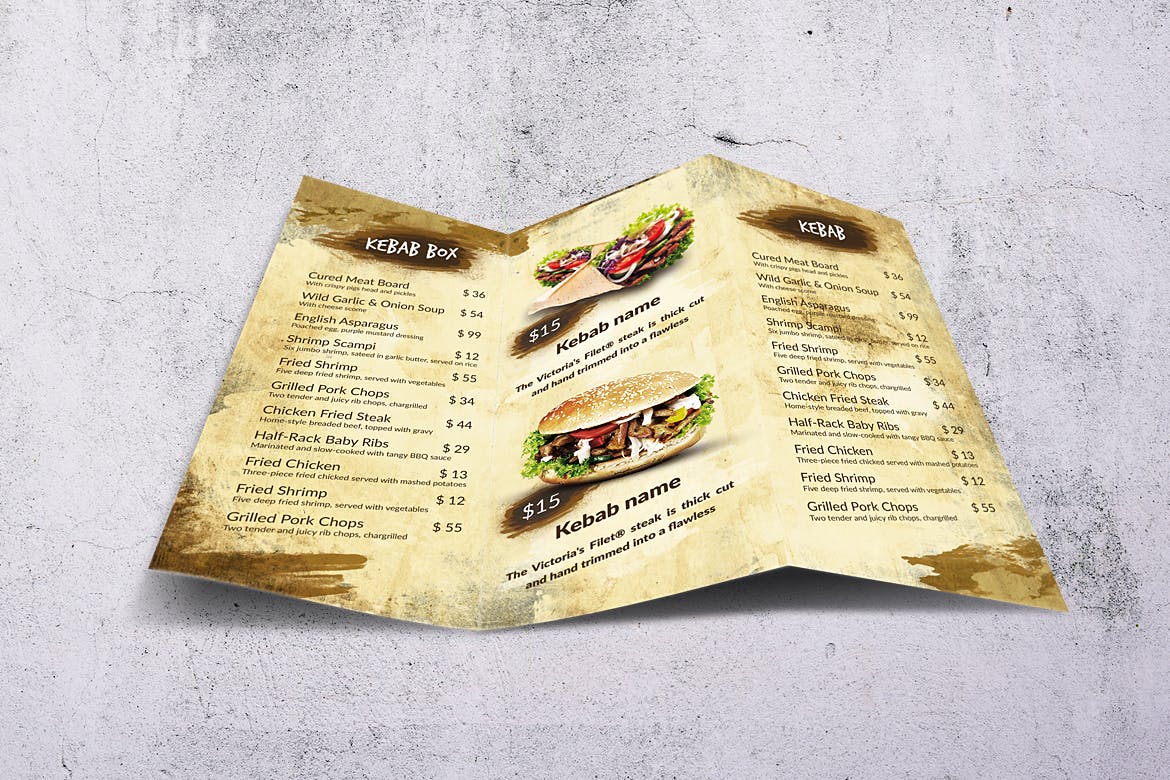 不同国家餐馆三折页菜单设计模板合集 Different Countries Trifold Food Menu Bundle插图(1)