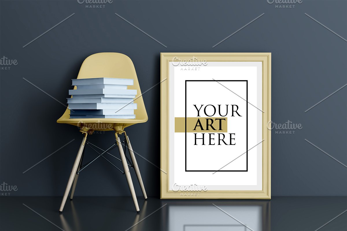 多彩的画框&椅子场景样机展示模板插图(18)