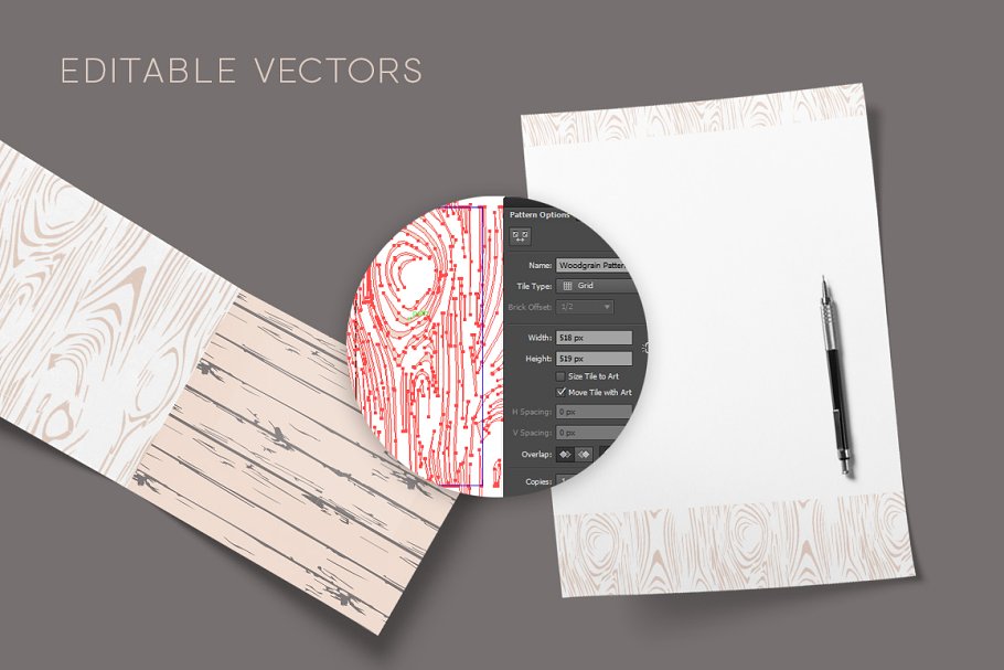 8款木纹矢量图案纹理 Woodgrains Vector Patterns插图(3)