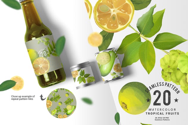 夏日热带水果水彩插画 Watercolor with summer – Tropical Fruit插图(8)