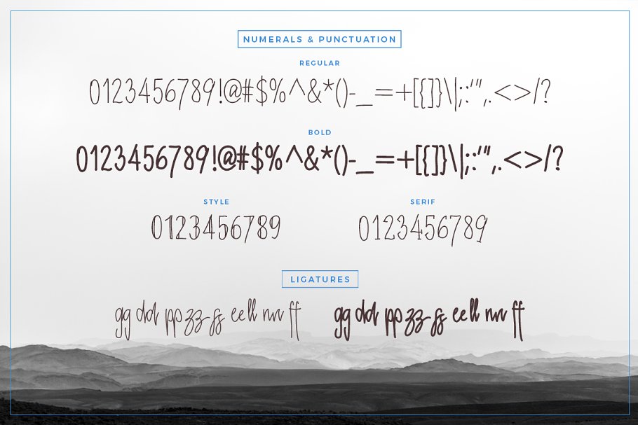 13款手写英文字体合集&Logo模板、矢量插画 Wonderland Fonts Pack & Branding Kit插图(13)