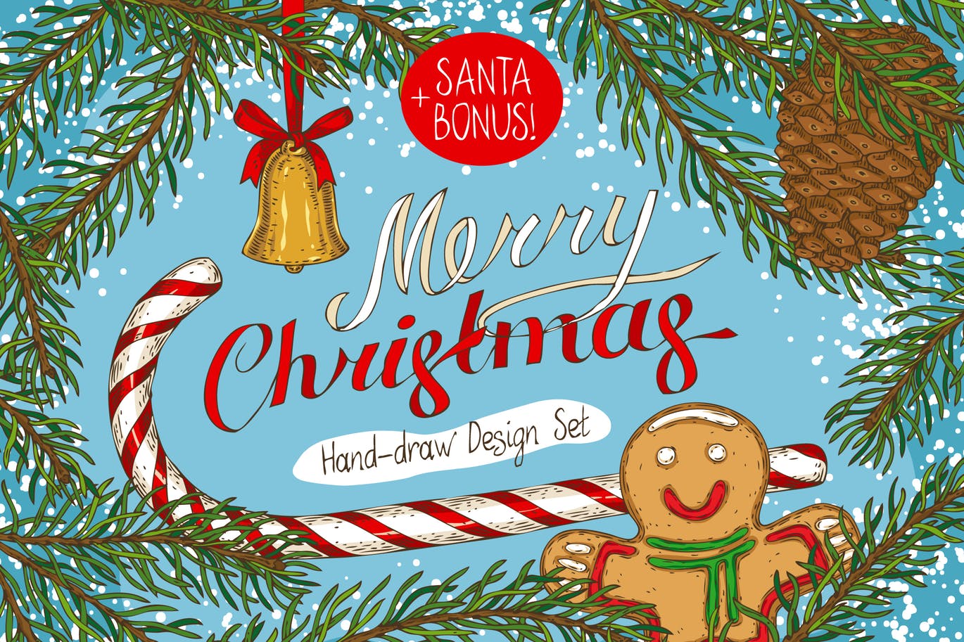 创意圣诞节主题设计矢量图案素材包 Merry Christmas Design Set插图