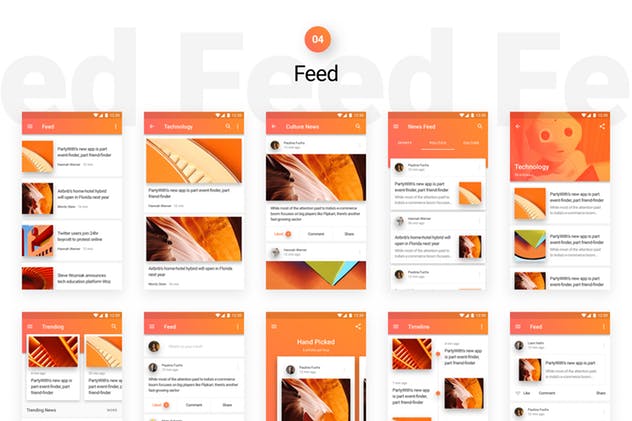 Material设计风格APP应用开发标准UI套件 Lora – Android Material Design UI Kit插图(4)