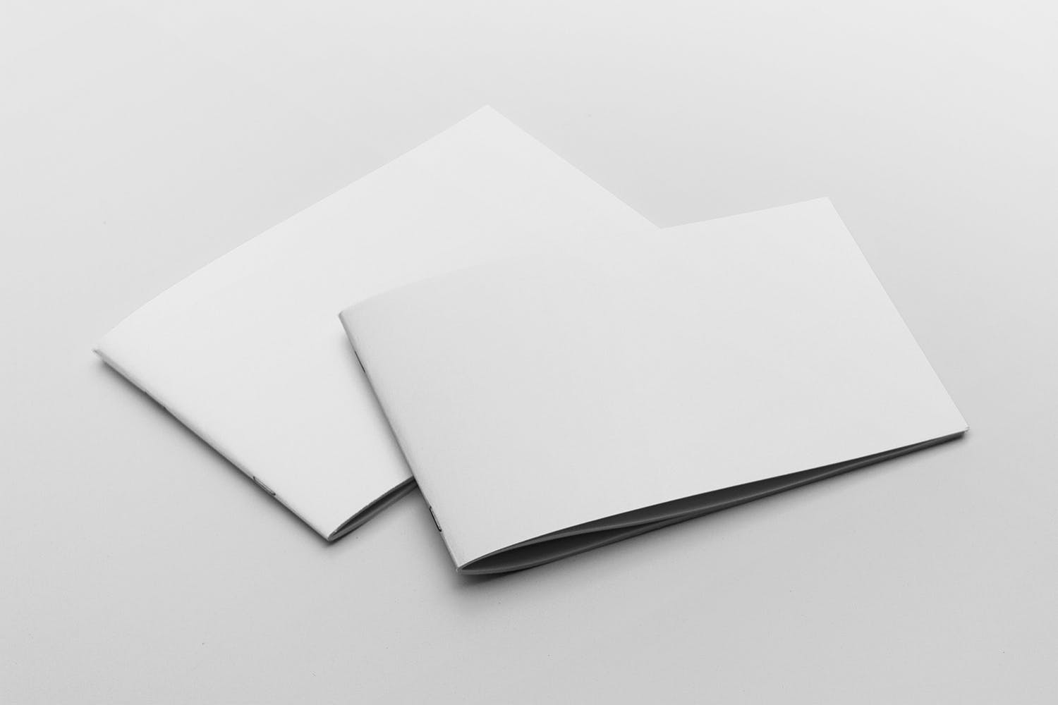 宣传画册/企业画册叠放效果图样机素材库精选模板 2 Covers Landscape Brochure Mockup插图(1)