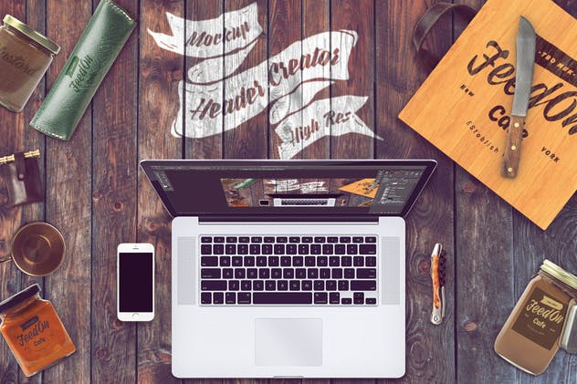 厨房必需品巨无霸场景样机模板 Hero Kitchen Essentials Mockup Creator插图(1)