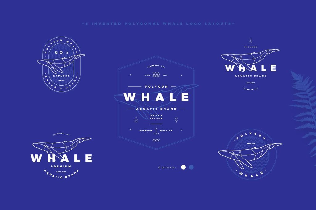 超高格调复古多边形鲸鱼矢量标示下载[AI, EPS]插图(5)