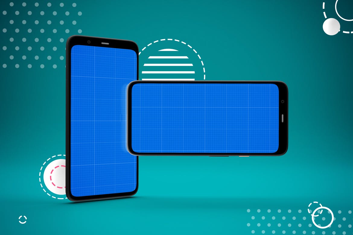谷歌智能手机Pixel 4屏幕预览素材库精选样机模板 Abstract Pixel 4 mockup插图(9)