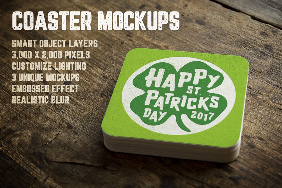 逼真的正方体便签设计样机模板V.1 Coaster Mockups Volume 1插图