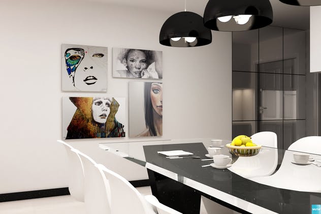 室内墙壁艺术海报框架样机Vol.1 Interior With Poster Frames Mockup Vol.1插图(4)