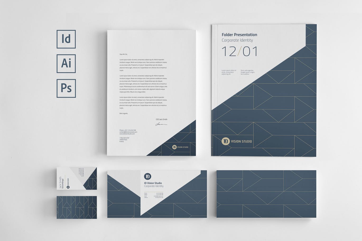 时尚高端简约多用途的企业形象VI设计模板（AI，EPS，INDD，PSD）插图(1)