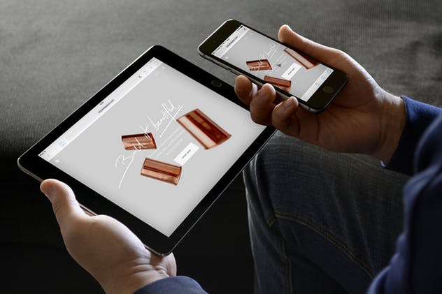 iPad Air&iPhone移动设备Web应用程序设计演示样机 iPad Air iPhone Responsive Display Web App Mock-Up插图(3)