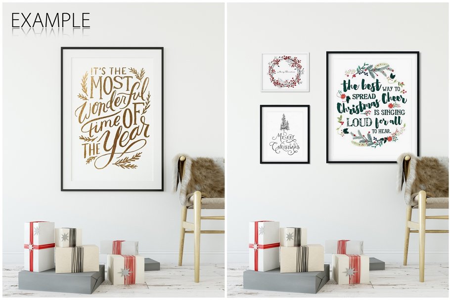 圣诞主题画框相框样机 Christmas Interiors Frame Mockup插图(10)