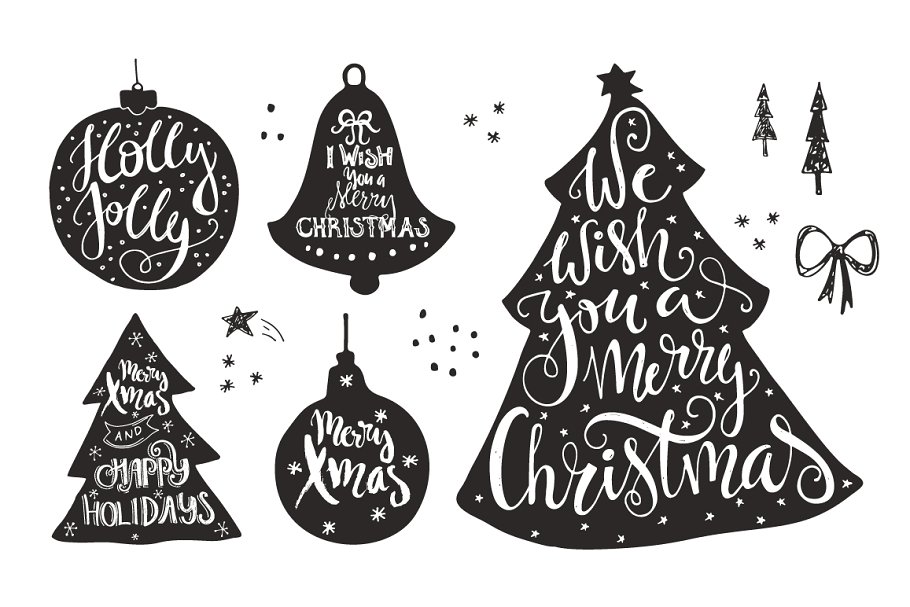 手绘圣诞照片加工叠层素材 Handdrawn Christmas Photo Overlays插图(2)