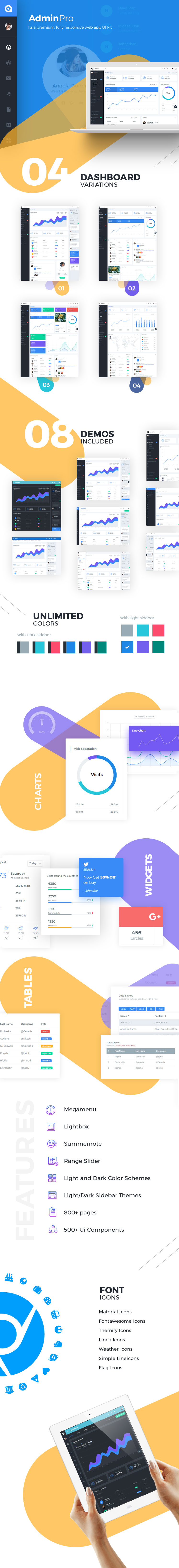 开源程序WebApp管理仪表板和控制管理面板HTML&PSD模板 AdminPro Dashboard – Bootstrap 4 Admin Template插图