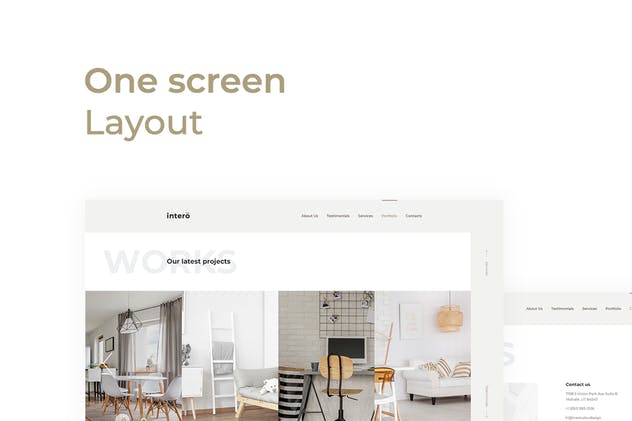室内装修设计公司网站着陆页设计PSD模板 Intero – Interior Company Landing Page Template插图(2)