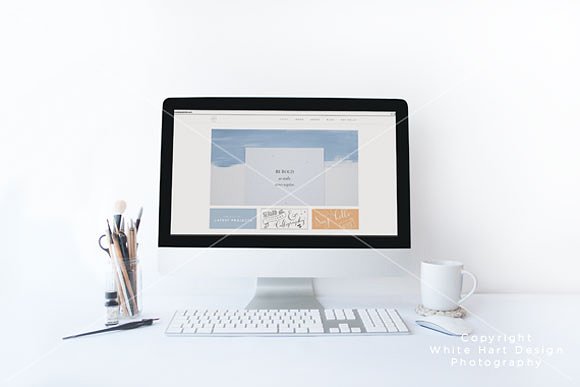 简约办公场景iMac一体机电脑样机PSD模板 iMac mockup – PSD file插图(1)