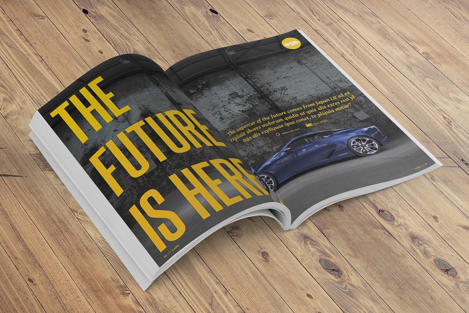 杂志内页排版设计翻页透视图样机素材库精选 Magazine Mockup Folded Page Perspective View插图(2)